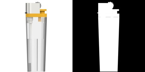 3D rendering illustration of a disposable lighter