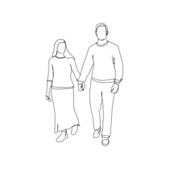 Art men and woman, vector. Valentines Day illustration. Love poster. One line