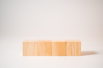 4 piece wood block on white blackground. Selective focused