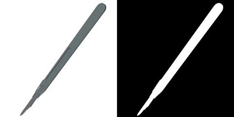 3D rendering illustration of a disposable scalpel
