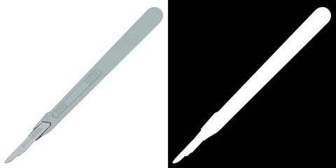 3D rendering illustration of a disposable scalpel