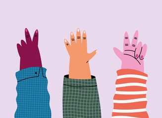 three hands up scene