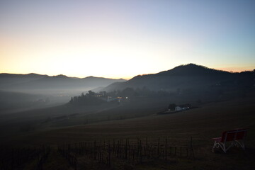 Obraz premium Nebbia in collina in oltrepò pavese