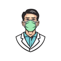 Optimistic male doctor vector illustration. Nursing medical profession avatar template.