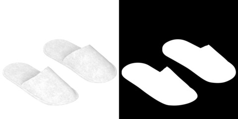 3D rendering illustration of a disposable slippers