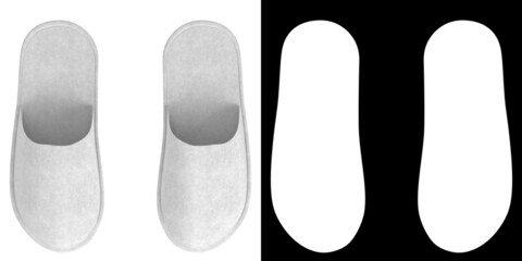 3D rendering illustration of a disposable slippers