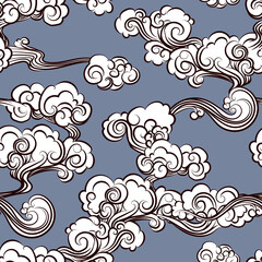 japanese cloud design - seamless vector repeat pattern, use it for wrappings, fabric, packaging and other print and design projects