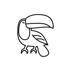 Tropical bird toucan line, keel billed toucan with big beak. © yudi