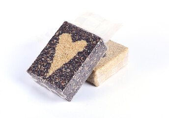 Natural Organic Riceberry Rice in vacuum packaging