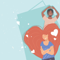 interracial couple with hearts