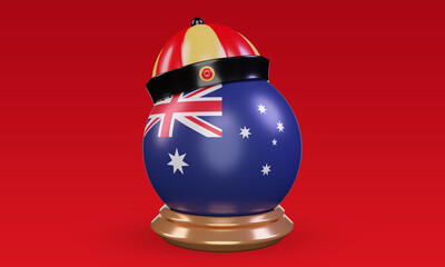 3d chinese newyear Australia flag rendering front view