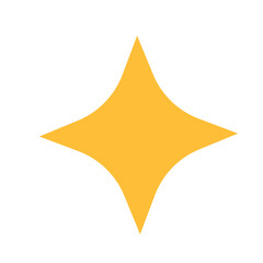 Yellow four pointed star. Vector illustration for website, icon, logo, postcard.