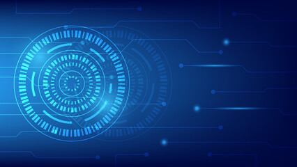 abstract futuristic technology background. virtual Hi-tech circle HUD screen with digital circuit board