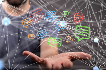 hand using mobile smartphone with email icon, Email concept, copy space