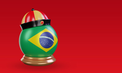 Fototapeta na wymiar 3d chinese newyear Brazil flag rendering left view