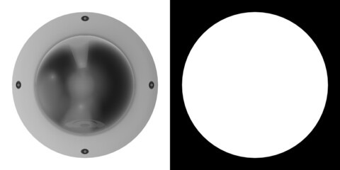 3D rendering illustration of a dome surveillance camera
