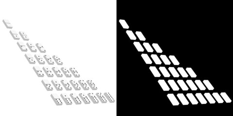 3D rendering illustration of a set of domino tiles