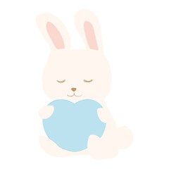 ハート（青）とうさぎ2