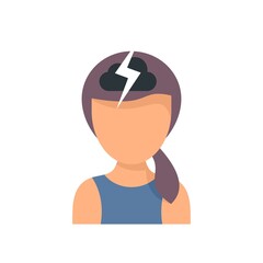 Storm girl teen problem icon flat isolated vector