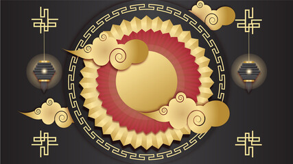 Obraz na płótnie Canvas chinese new year paper style black red gold chinese design background