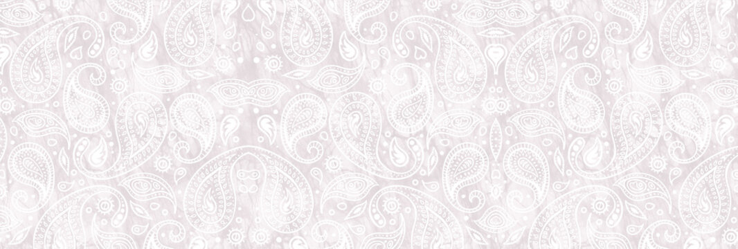 Pastel color background with white    paisleys pattern. Indian style ornament.