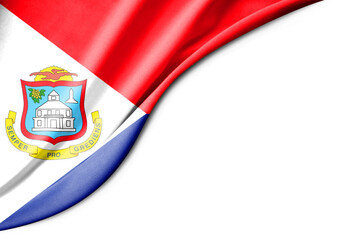 Sint Maarten flag. 3d illustration. with white background space for text.