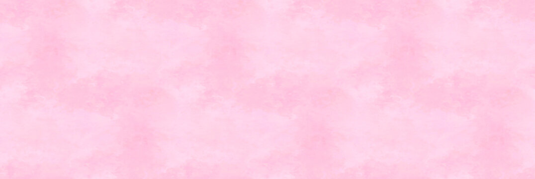 Panoramic pink background. Watercolor or gouache on paper texture. Irregular stains pattern.