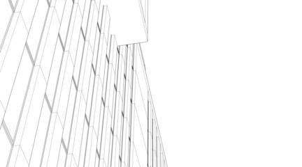 Modern architecture drawing 3d illustration 