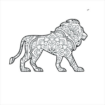 Animal mandala tiger . Animal vector Coloring  page with floral pattern tiger | vector illustration 