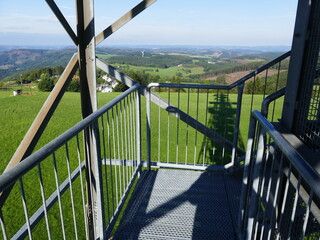 View from the Schombergturm (Schomberg tower) on the Schomberg near the village Wildewiese towards...