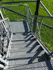 The stairs of the Schomberg tower on the Schomberg near the place Wildewiese in Sauerland, North Rhine-Westphalia, Germany