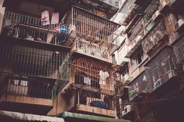 マカオの密集した集合住宅