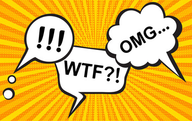 Typical American comic book page with various speech bubbles and color halftones, vector illustration