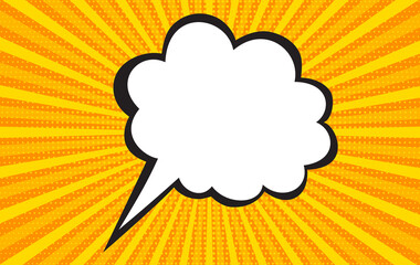 Typical American comic book page with speech bubble and color halftones, vector illustration