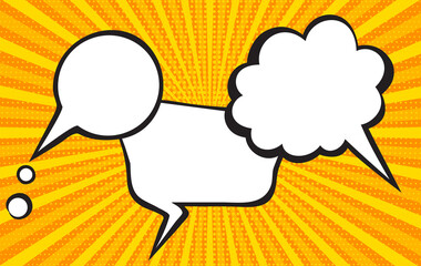 Typical American comic book page with various speech bubbles and color halftones, vector illustration