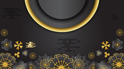 festive new year black gold chinese design background
