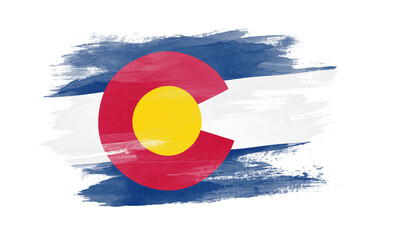 Colorado state flag brush stroke, Colorado flag background - obrazy, fototapety, plakaty