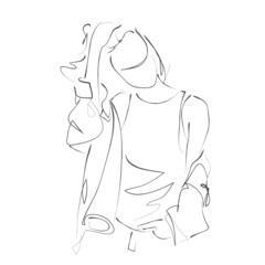 Girl's portrait. Hand drawn modern fashion illustration of abstract young woman wearing everyday youth clothing, quick sketch, vector illustration
