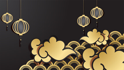 festive new year black gold chinese design background
