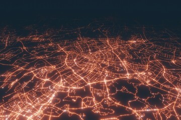 Dongguan aerial view at night. Top view on modern city with street lights