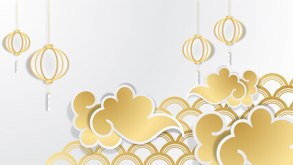 festive new year white gold chinese design background