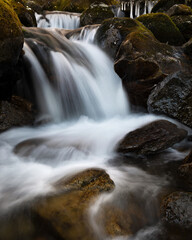 Stream & waterfall at Roan Mountain state park in tennessee