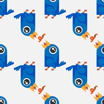 seamless pattern of birds eating worms on a white background vector image
