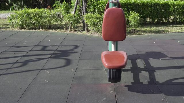 Pull down facility in the park. Fitness equipment for middle-aged and elderly people.