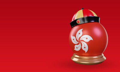 3d chinese newyear Hongkong flag rendering right view