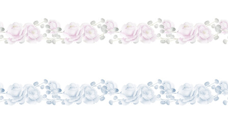 Delicate roses. Horizontal seamless pattern.