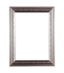 antique wooden picture frame isolated on white background