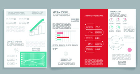 Brochure for business reports, cover layout and infographics