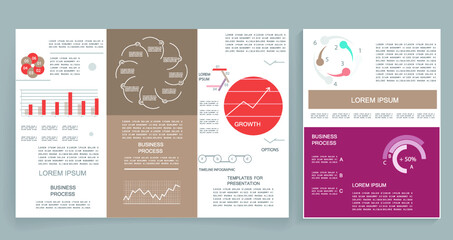 Brochure for business reports, cover layout and infographics