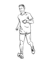 Sketch of running man, Hand drawn vector linear illustration